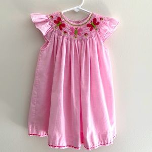 Gingham smocked embroidered butterfly dress 2T